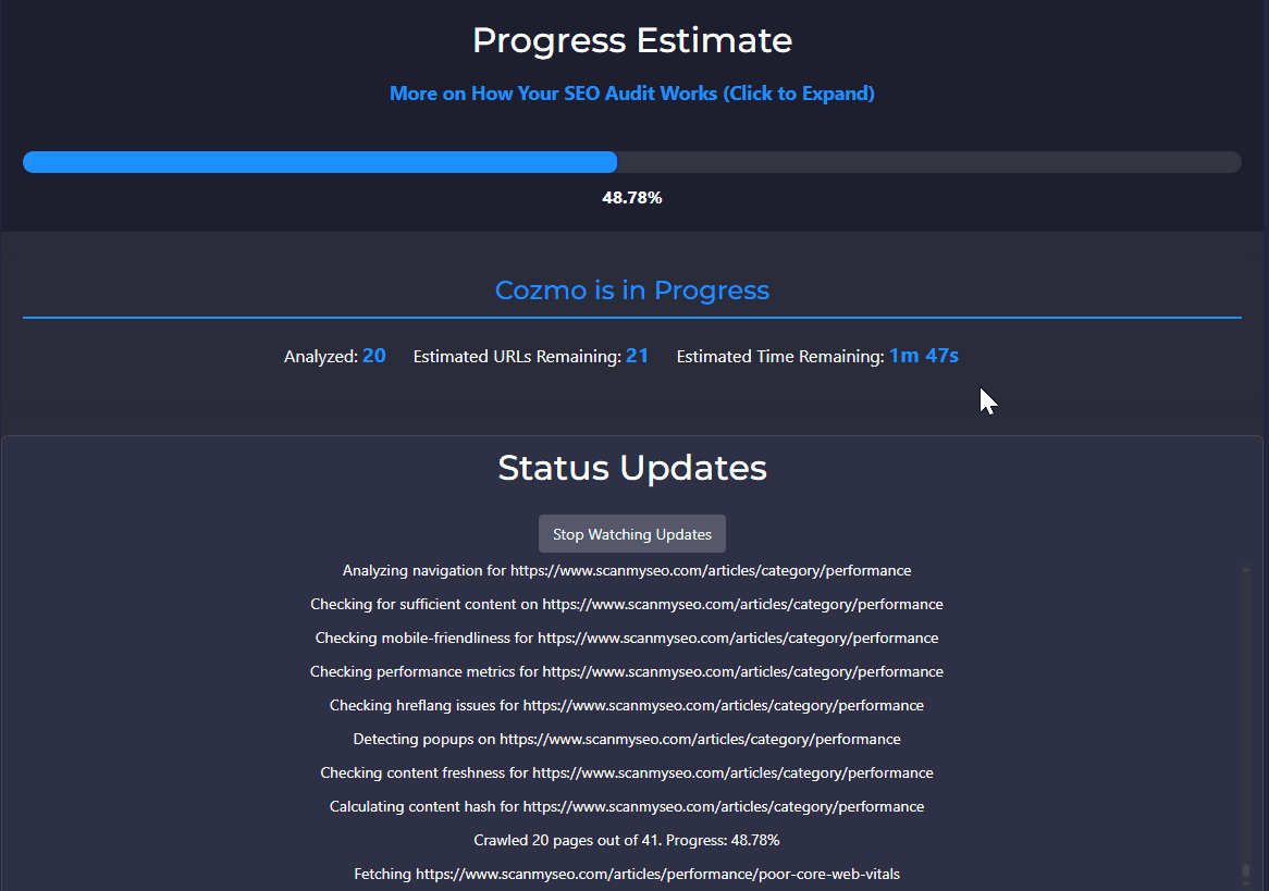 ScanMySEO Live Updates